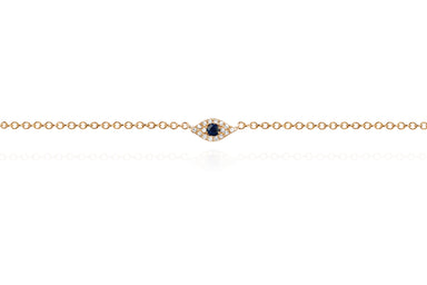 Diamond Evil Eye Anklet in 14k rose gold