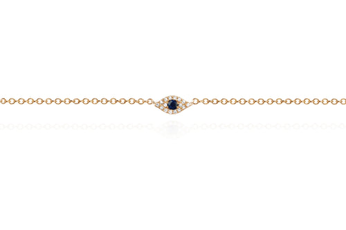 Diamond Evil Eye Anklet in 14k rose gold