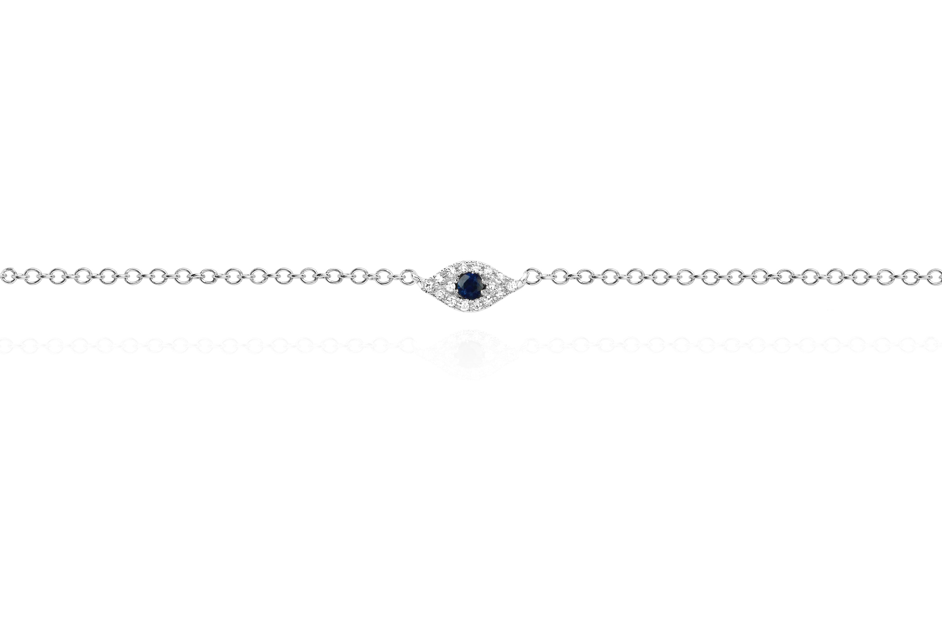 Diamond Evil Eye Anklet in 14k white gold