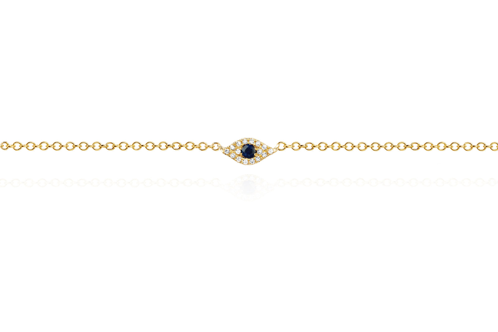 Diamond Evil Eye Anklet in 14k yellow gold