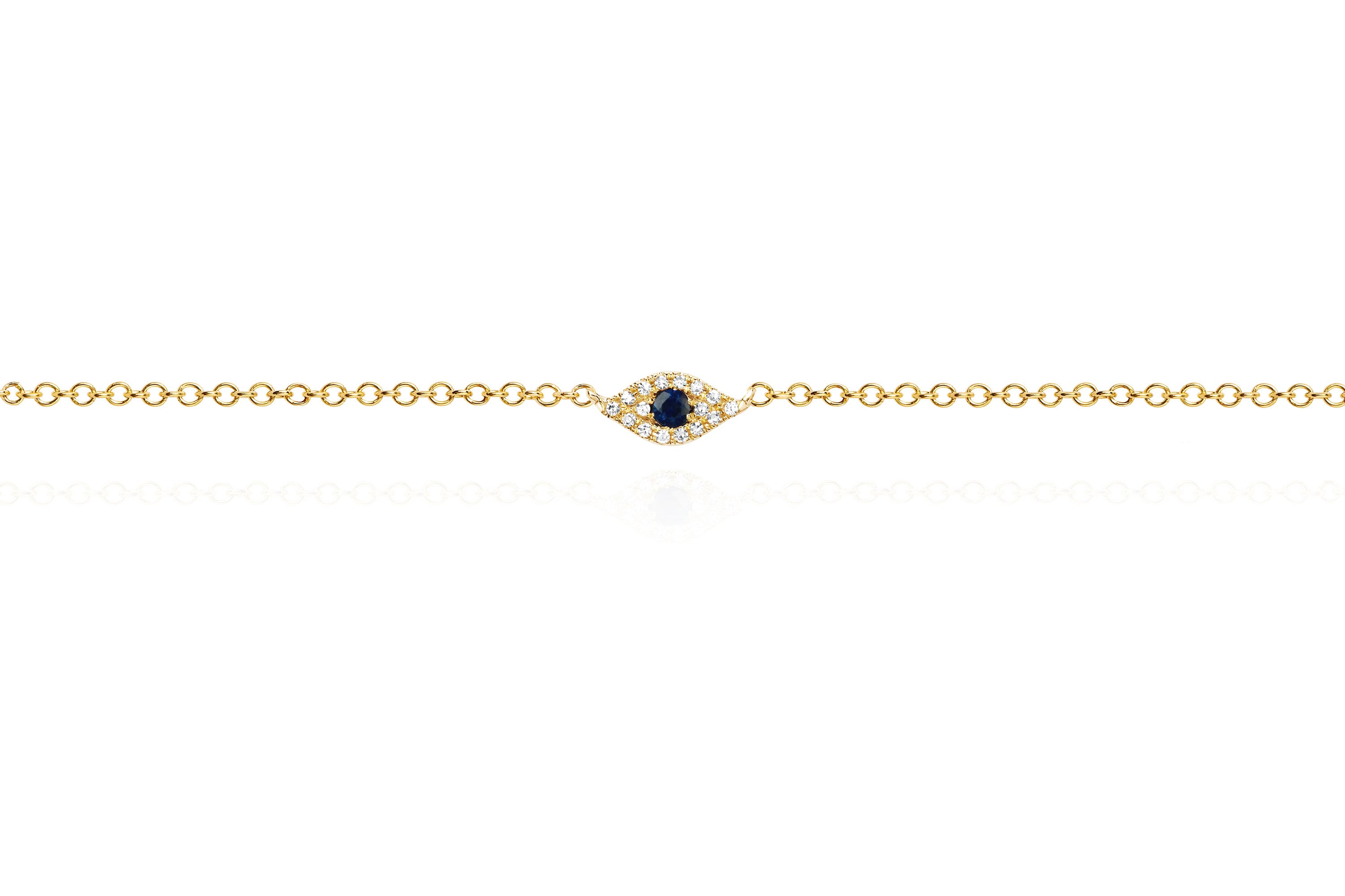 Diamond Evil Eye Anklet in 14k yellow gold