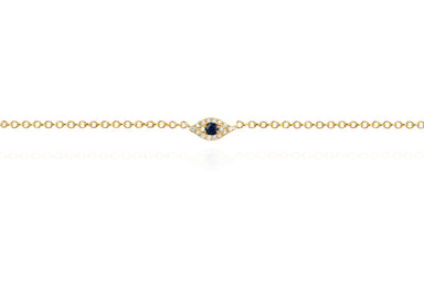 Diamond Evil Eye Anklet in 14k yellow gold