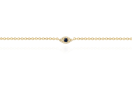 Diamond Evil Eye Anklet in 14k yellow gold