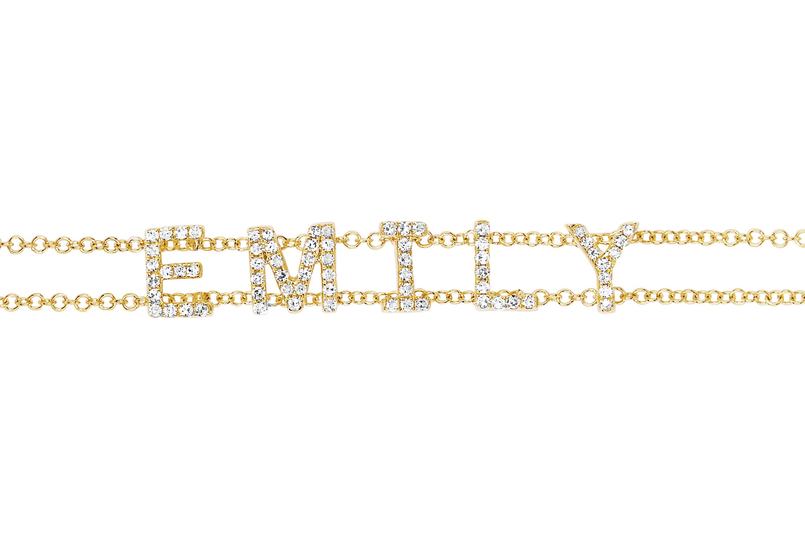 Diamond Double Chain Name Bracelet