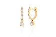 Diamond Mini Huggie With Diamond Bezel Drop Earring in 14k yellow gold