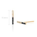 2 Tone Diamond Bar Stud Earring in 14k Yellow Gold
