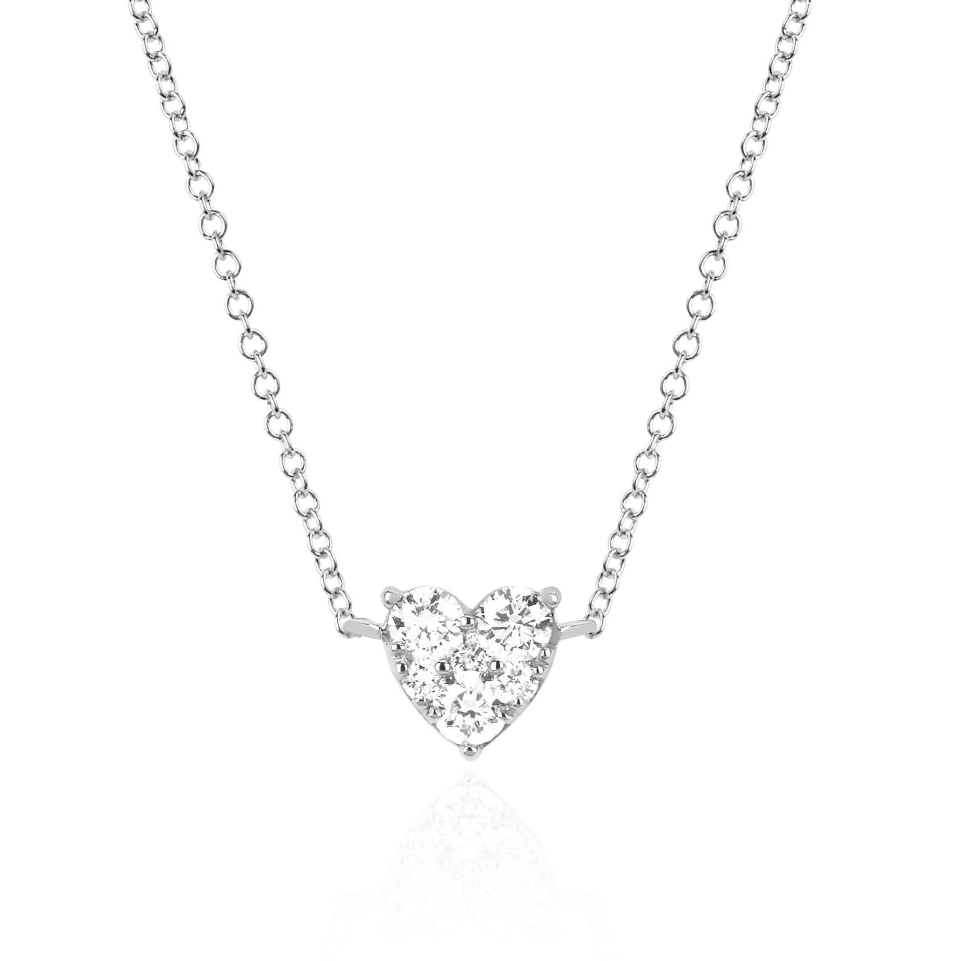 Full Cut Diamond Heart Choker Necklace in 14k White Gold