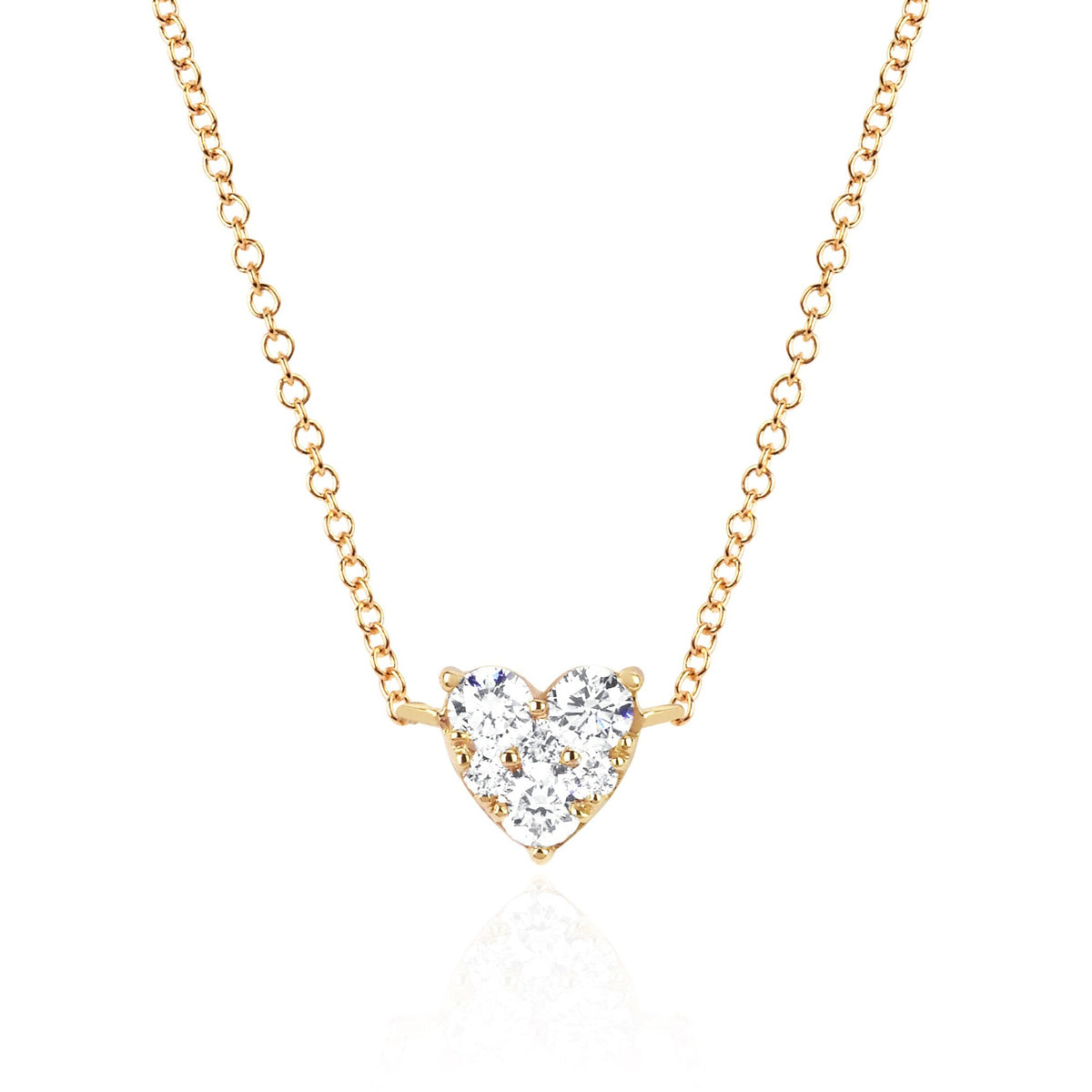Full Cut Diamond Heart Choker Necklace in 14k Yellow Gold