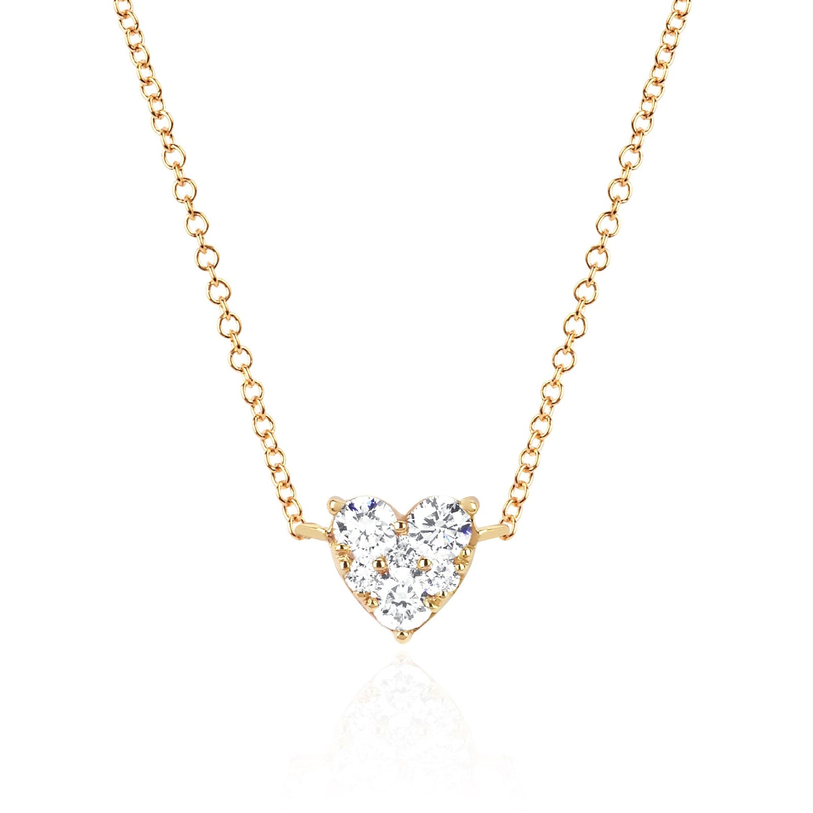 Full Cut Diamond Heart Choker Necklace in 14k Yellow Gold
