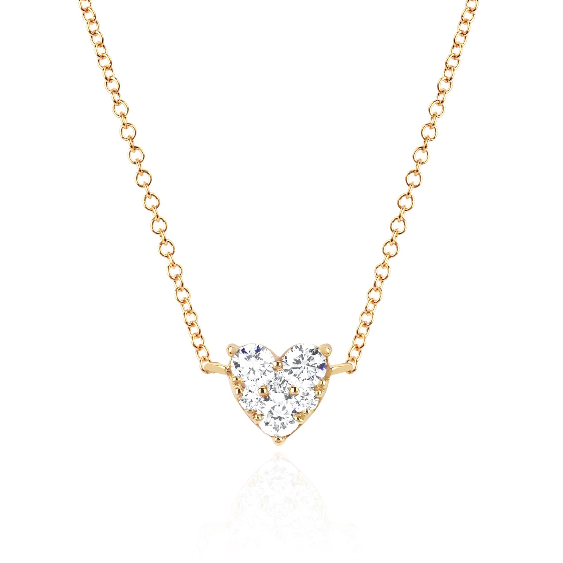 V Shaped Diamond Heart Necklace In 14K White Gold