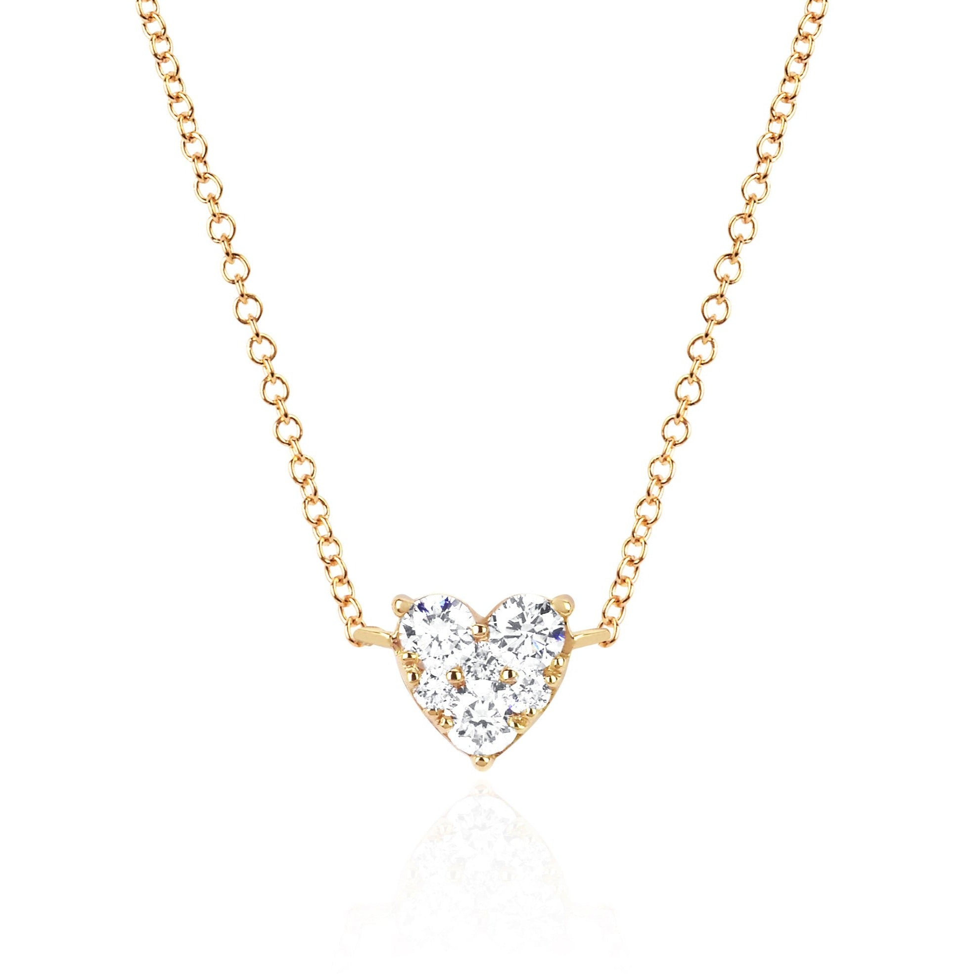 Full Cut Diamond Heart Choker Necklace in 14k Yellow Gold