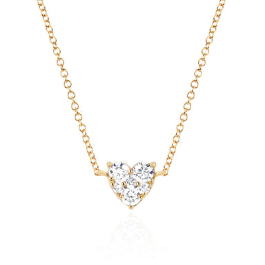 Full Cut Diamond Heart Choker Necklace in 14k Yellow Gold