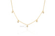 Diamond 5 Teardrop Choker Necklace in 14k yellow gold with size measurement of pendants of 3mm height