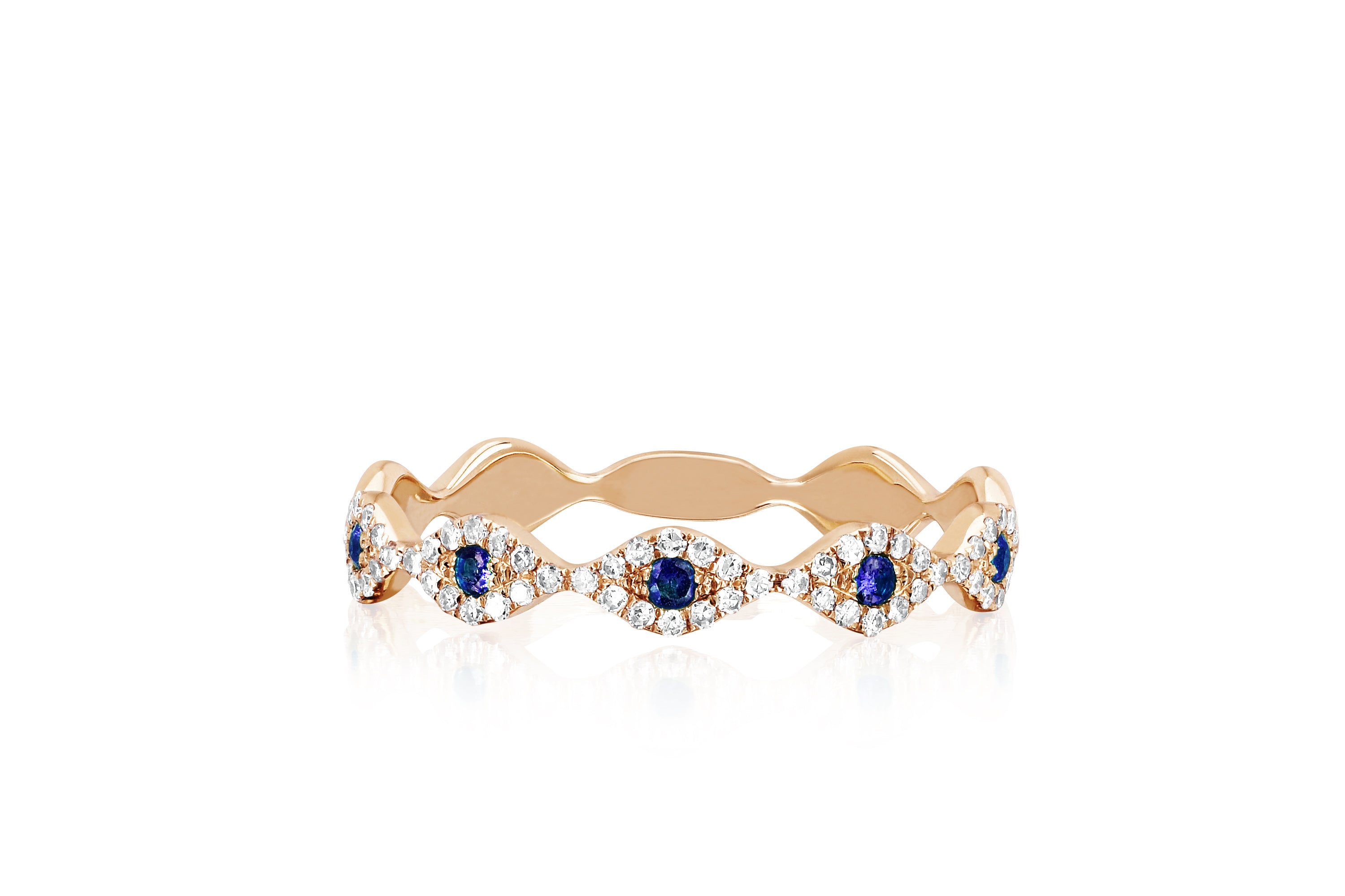 Diamond Blue Sapphire Multi Evil Eye Stack Ring