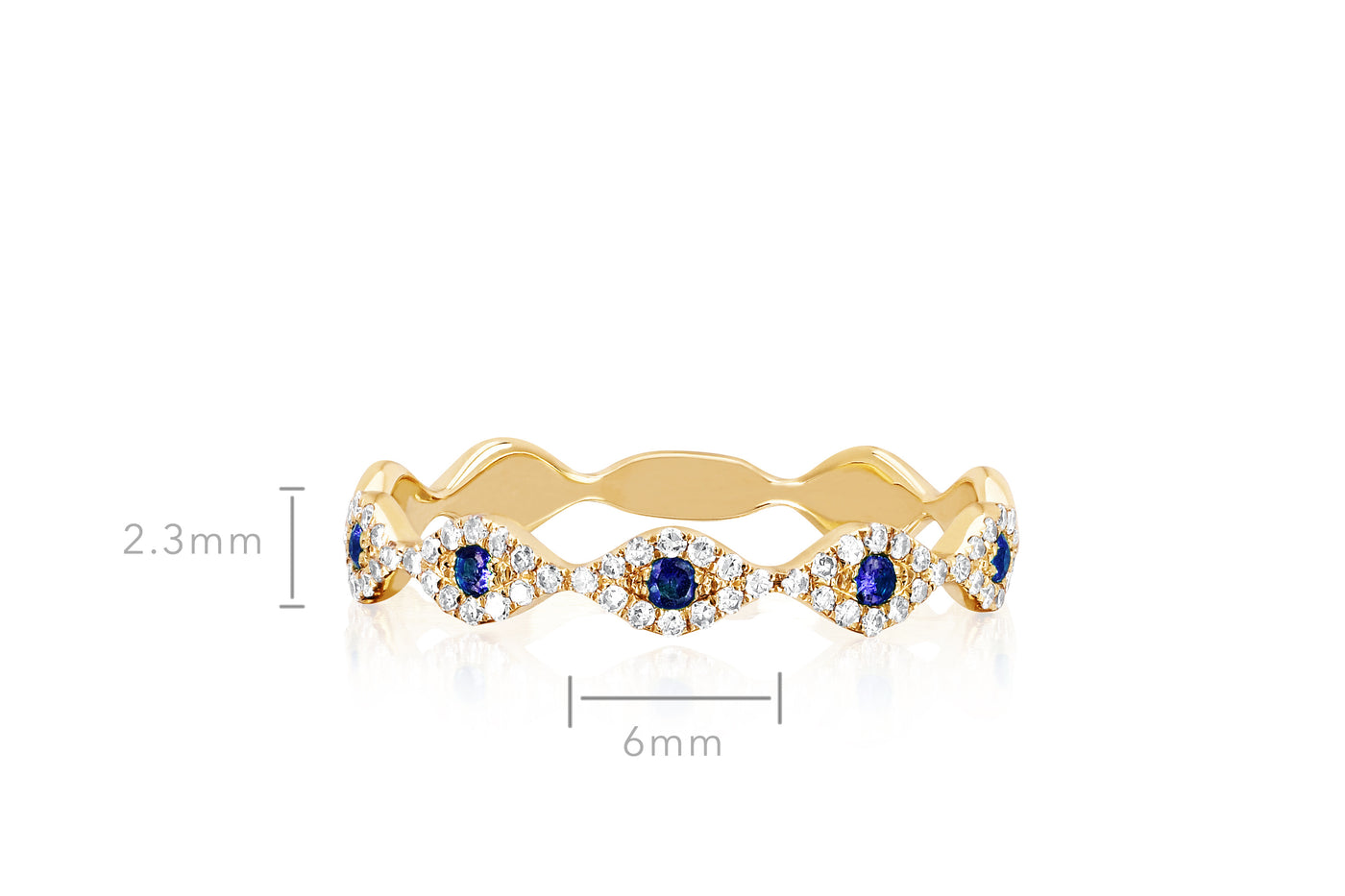 Diamond Blue Sapphire Multi Evil Eye Stack Ring