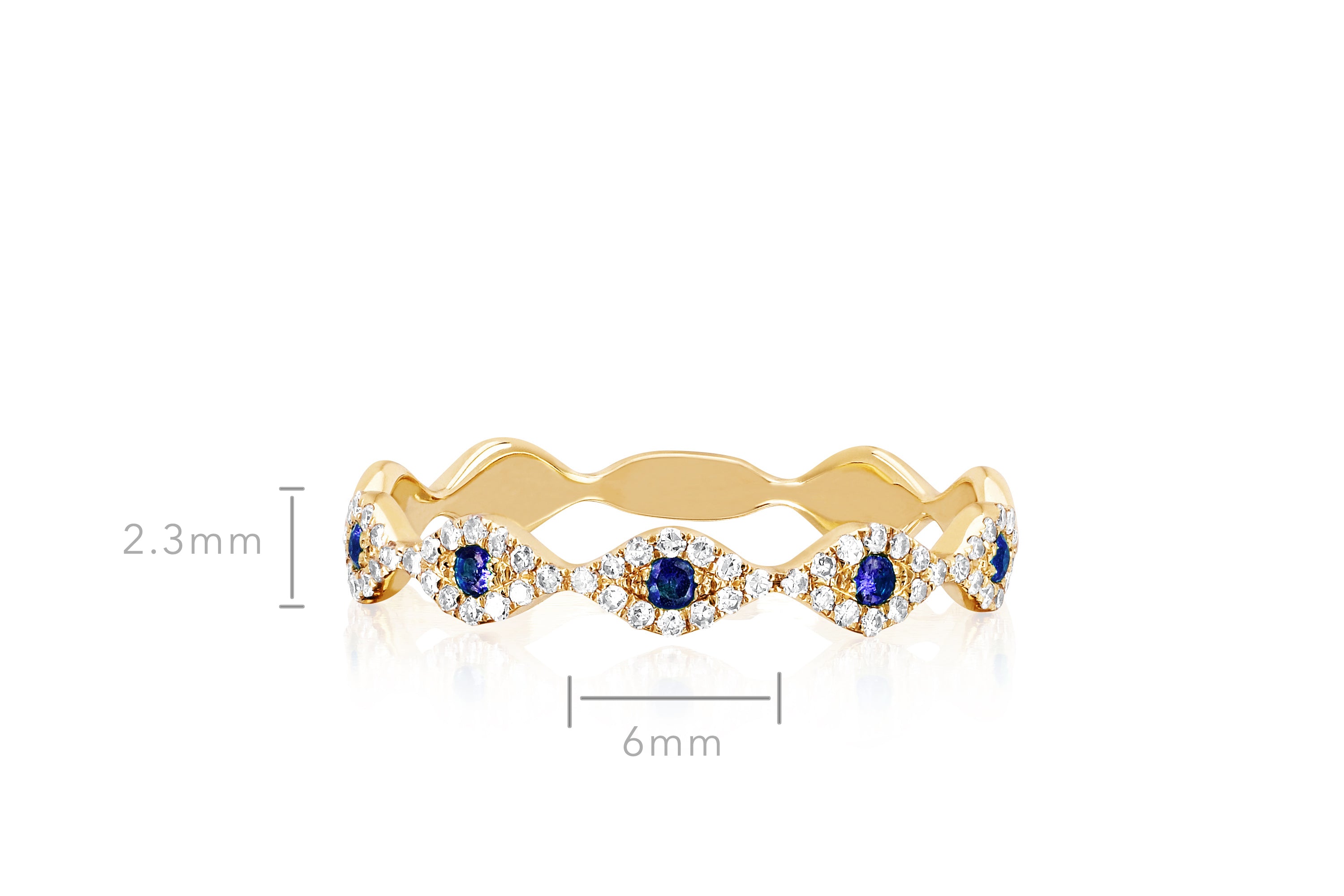 Diamond Blue Sapphire Multi Evil Eye Stack Ring