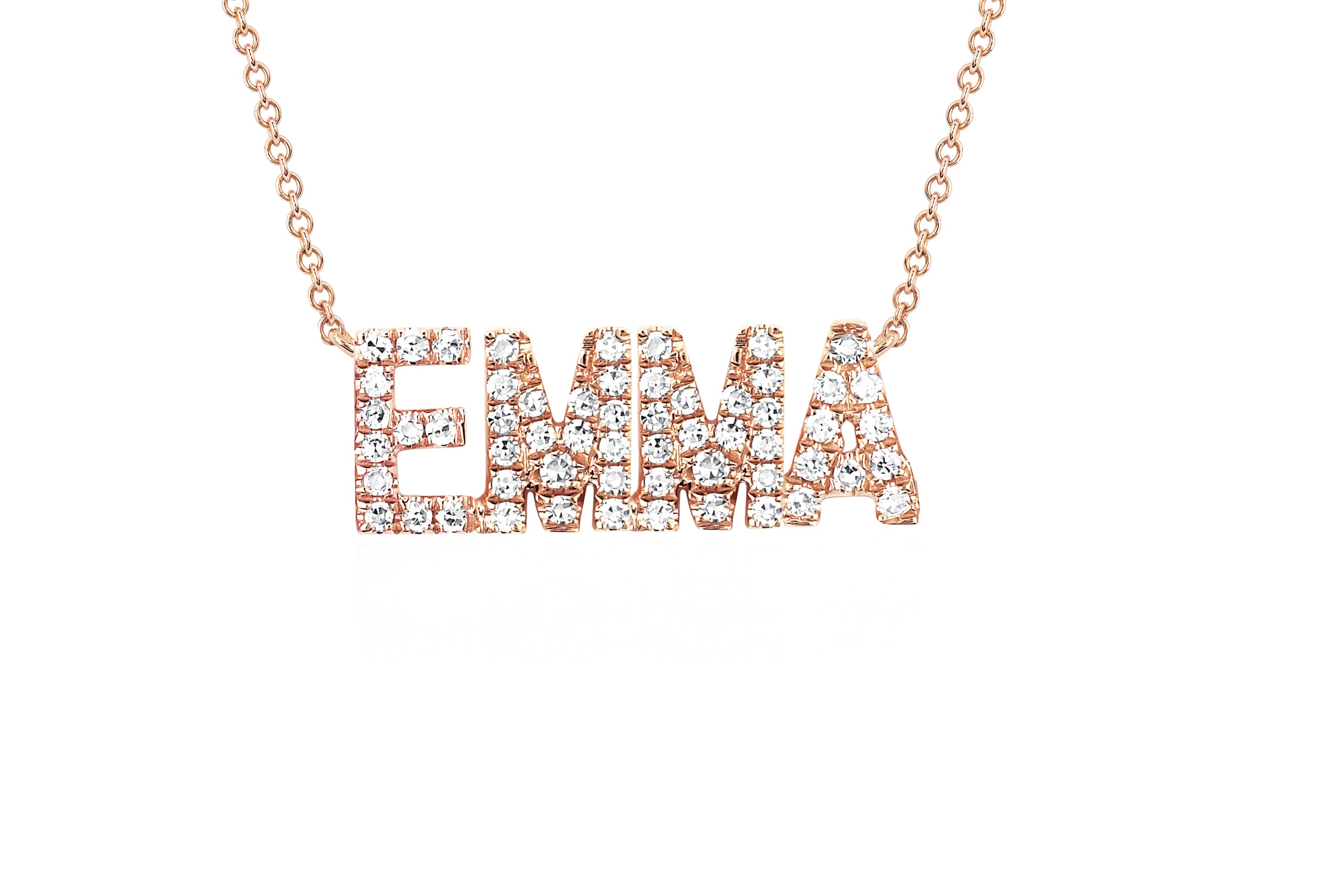 Diamond Block Name Necklace EF Collection