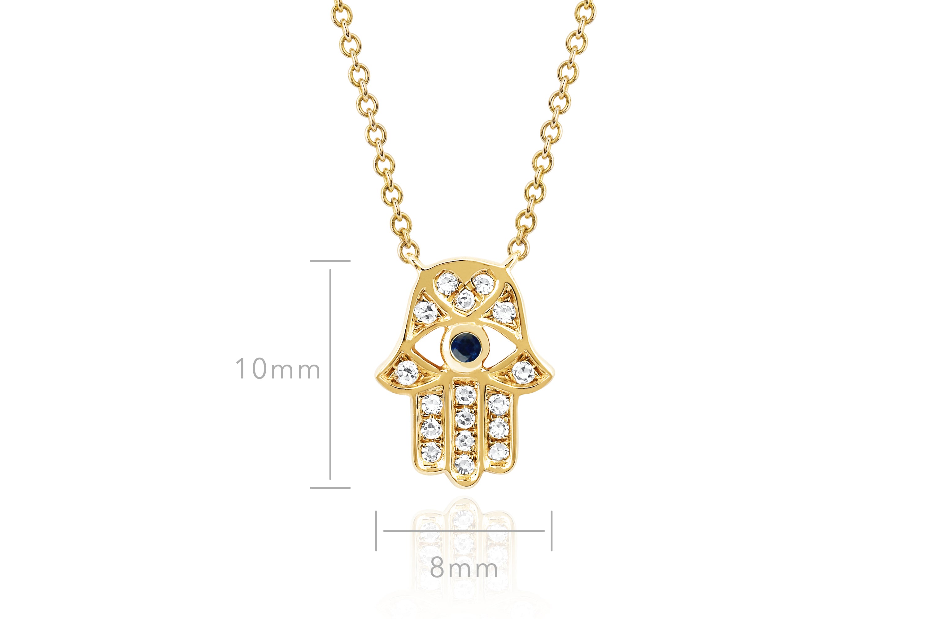 Diamond Hamsa with Blue Sapphire Eye Necklace