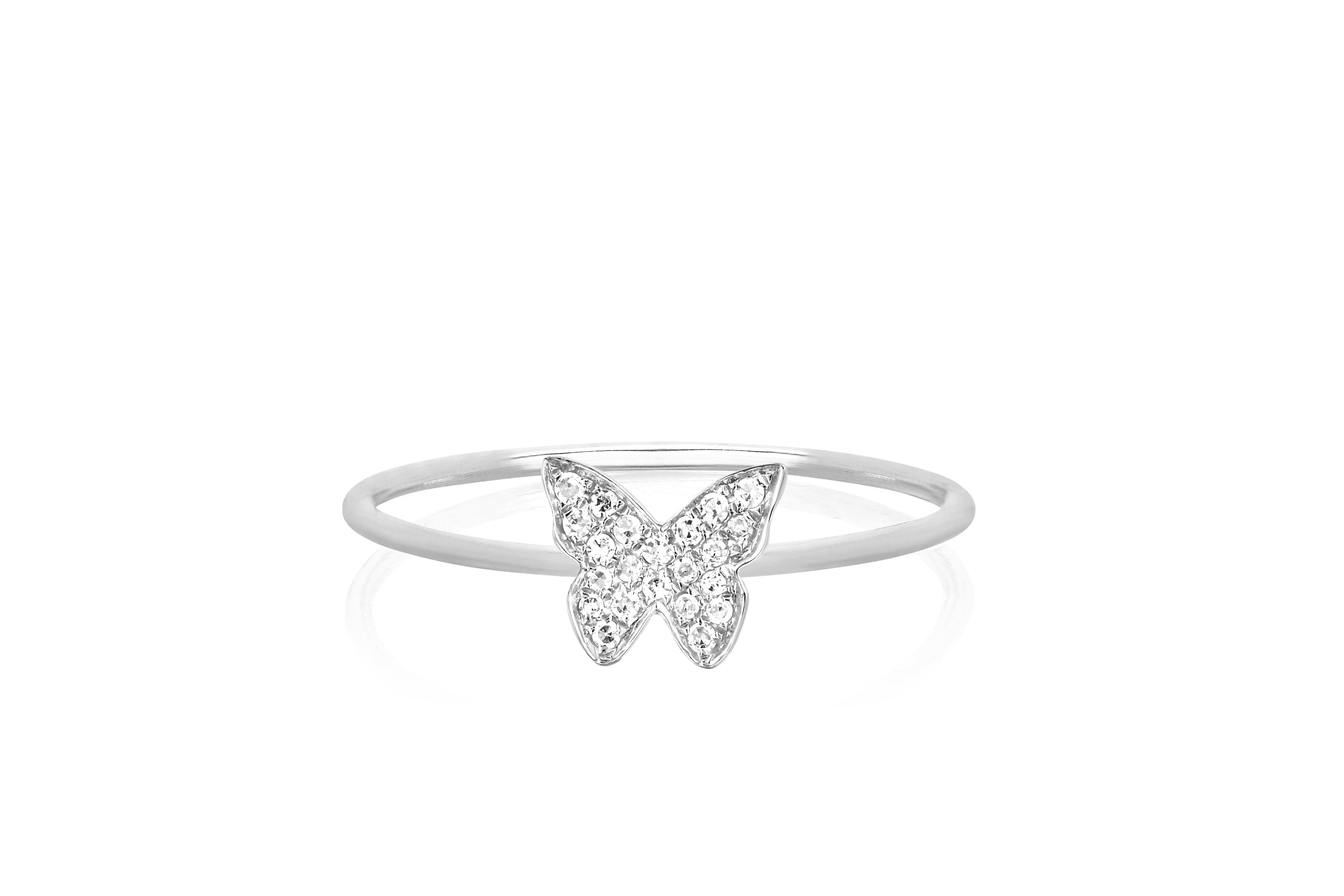 Diamond Butterfly Stack Ring