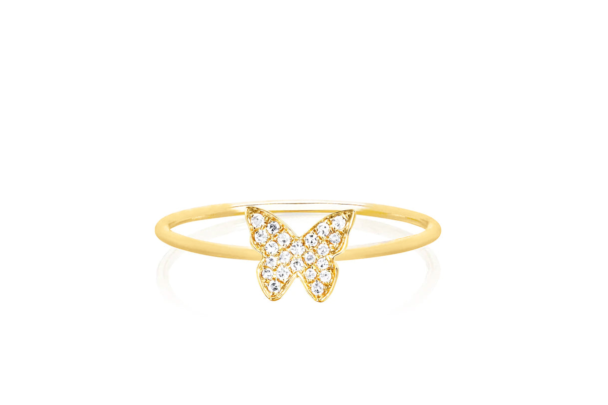 Yellow Gold Diamond Butterfly Stack Ring