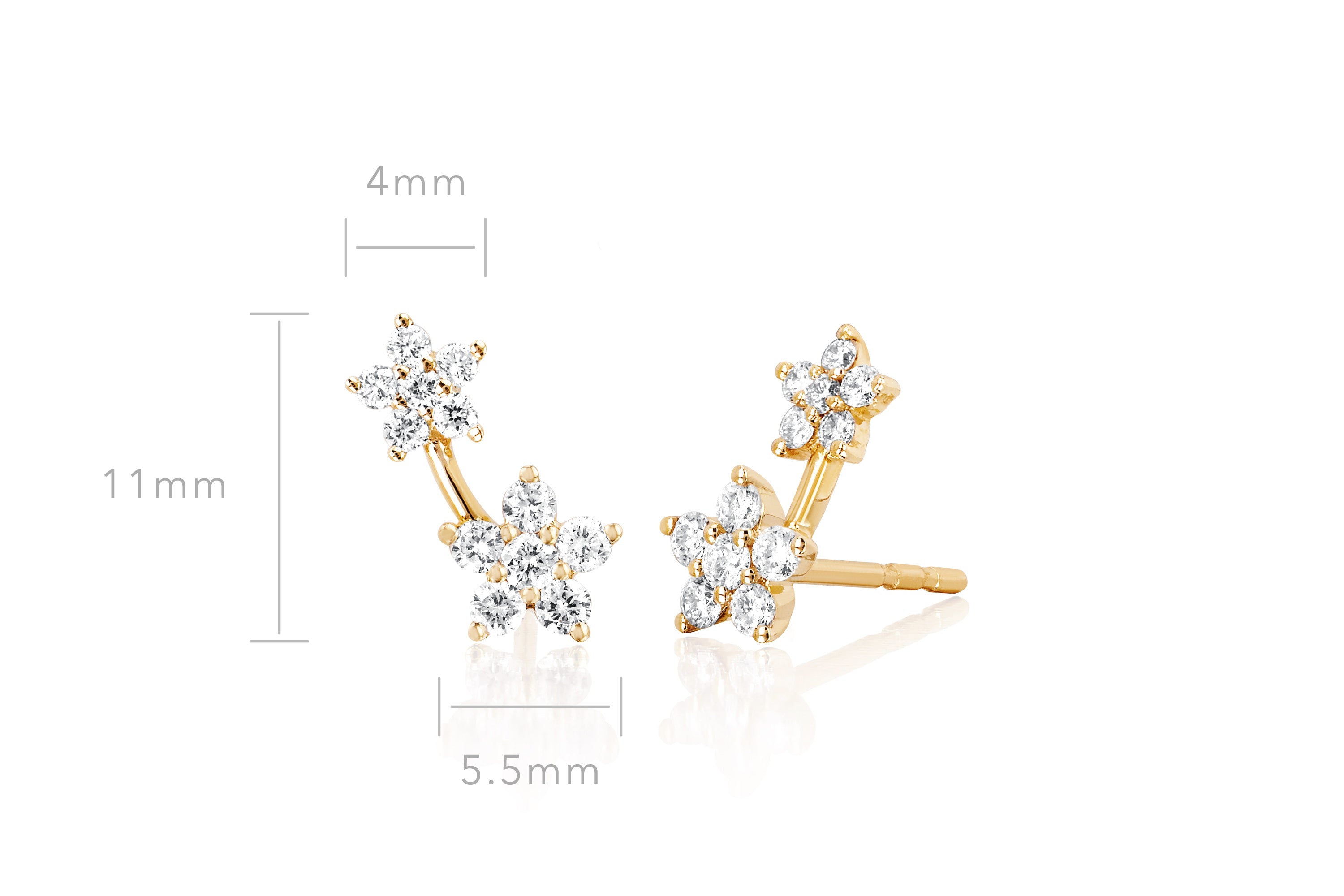 Diamond Double Flower Stud Earring