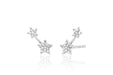 Diamond Double Star Stud Earring in 14k white gold