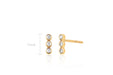 Diamond Triple Bezel Stud Earring in 14k yellow gold with size measurement of 7mm in height