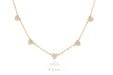 5 Mini Diamond Heart Necklace in 14k Yellow Gold with Size Comparison