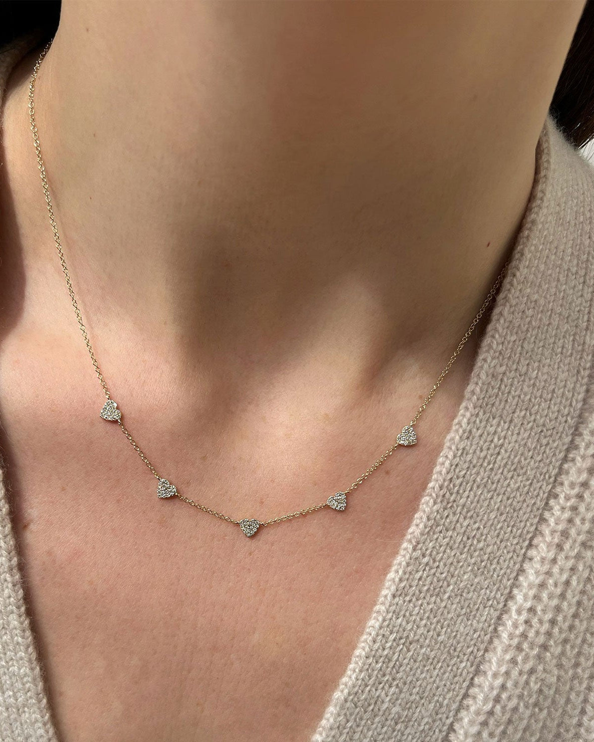 5 Diamond Mini Heart Necklace
