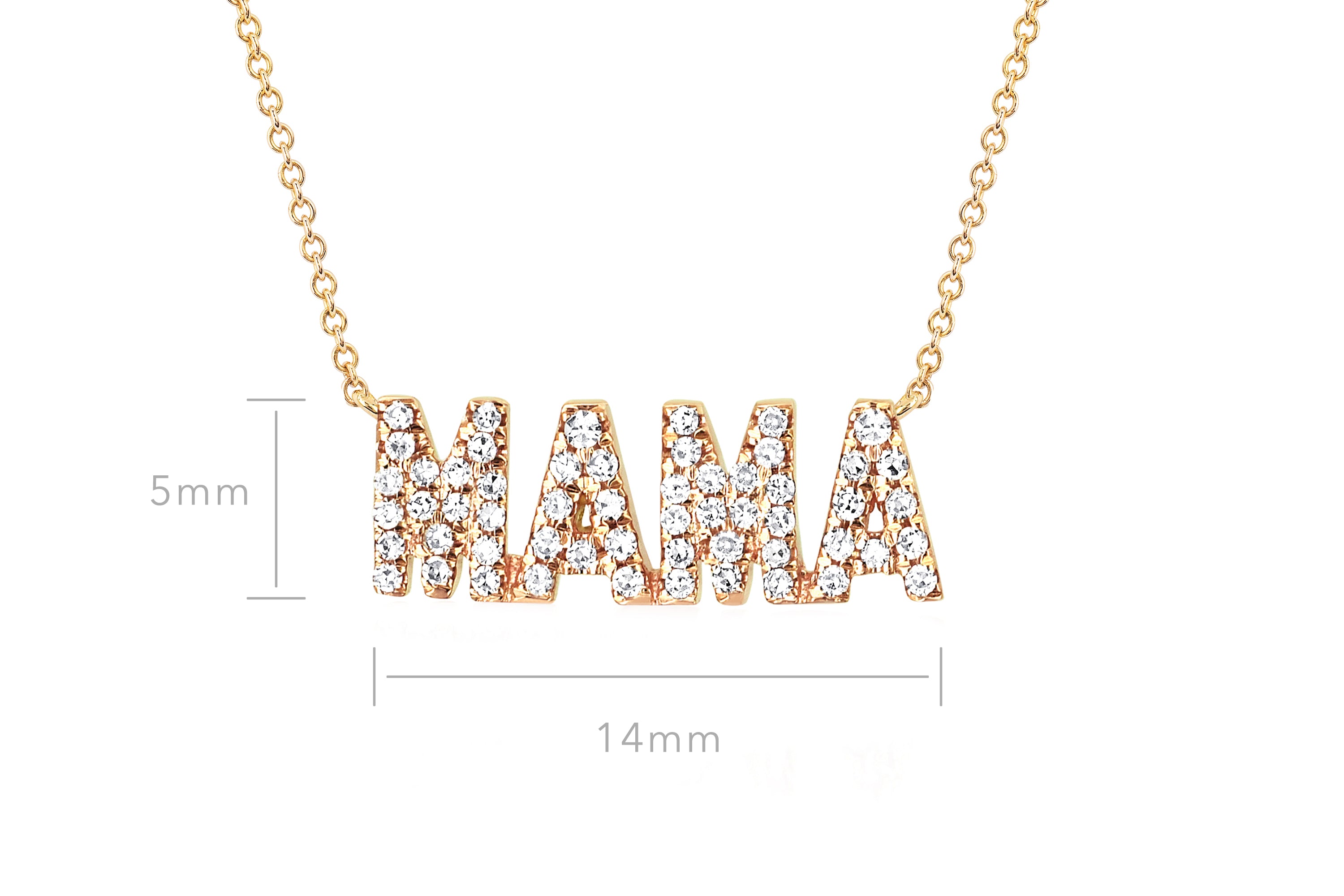 Diamond Block Mama Necklace