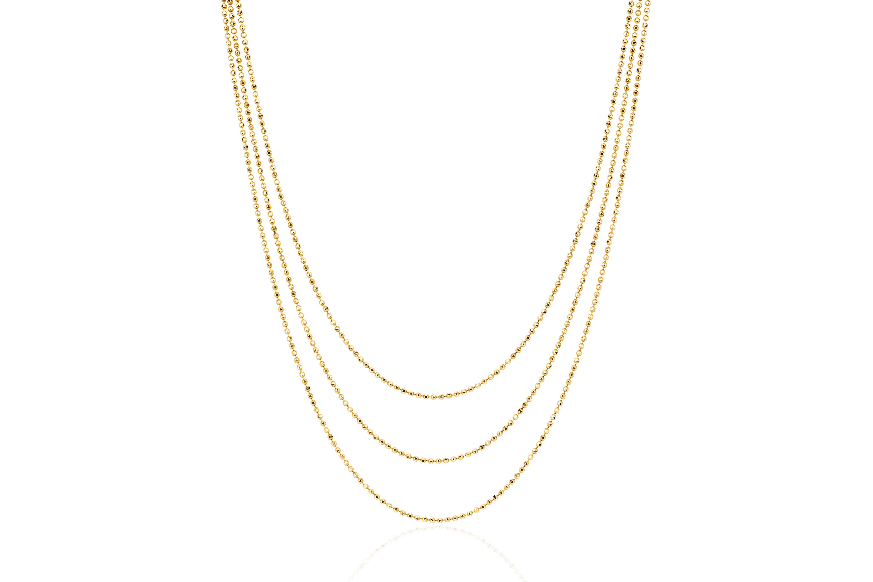 Hasson Triple Layered Chain Necklace in 14k yellow gold