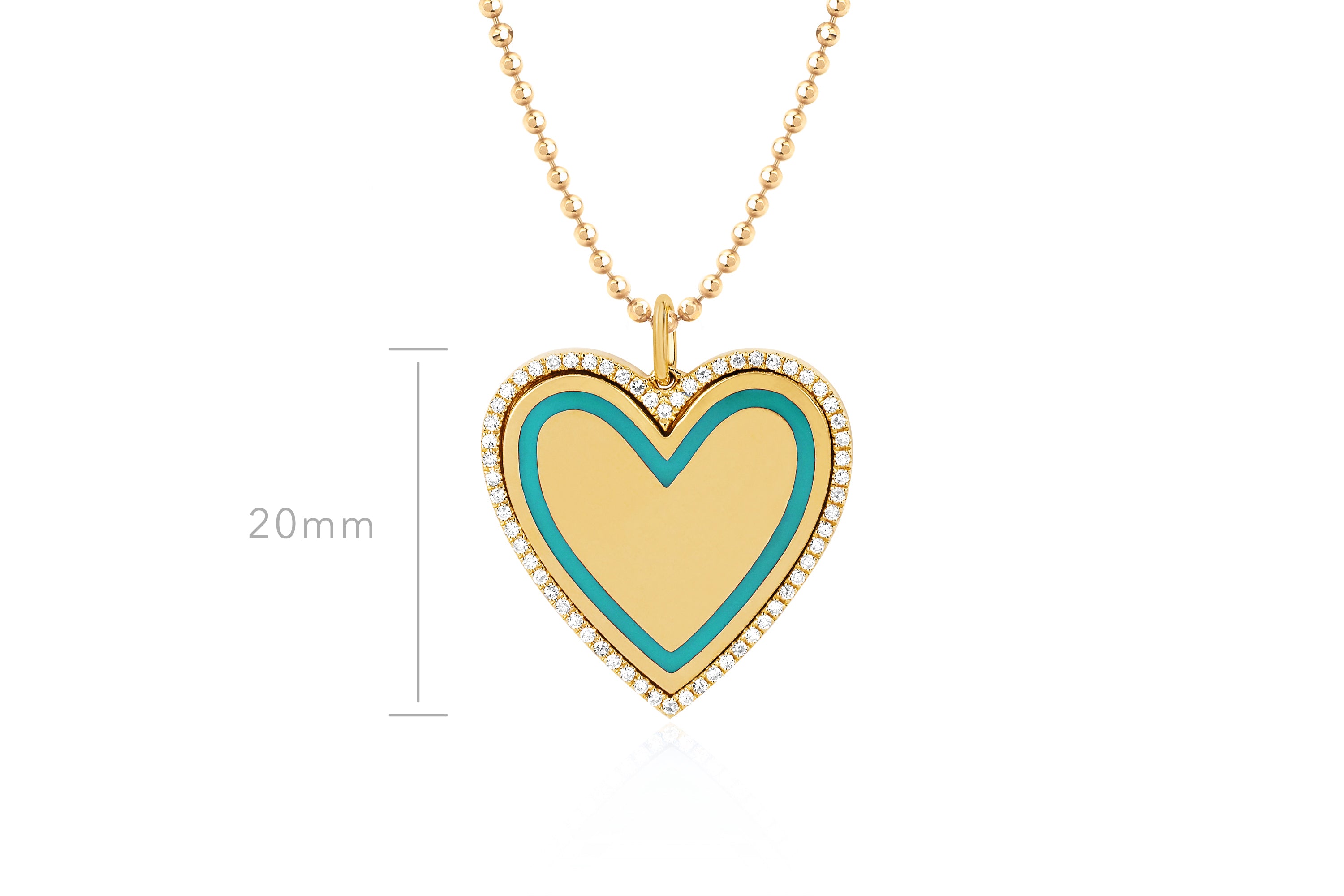 Diamond & Turquoise Enamel Heart Necklace