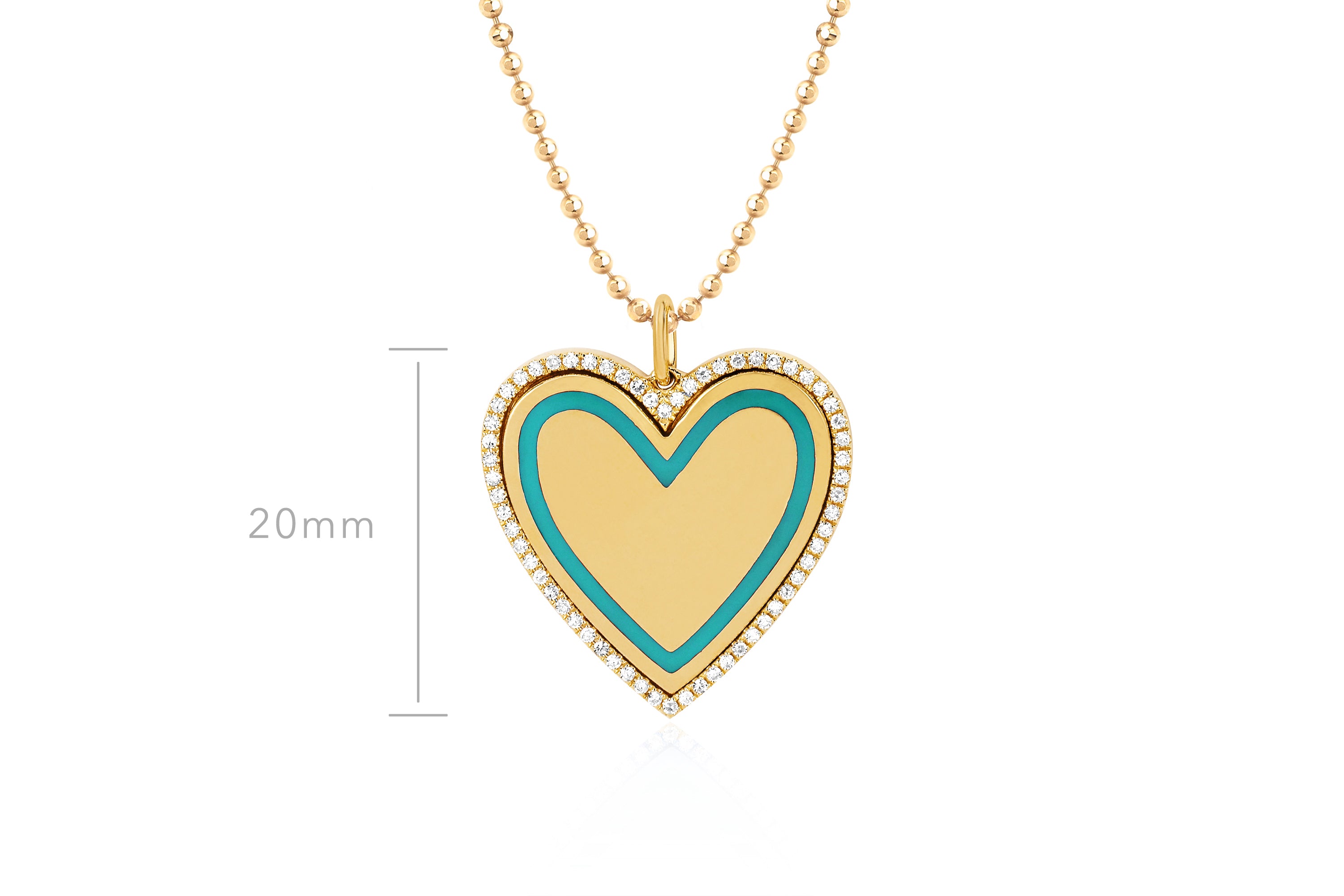 Diamond & Turquoise Enamel Heart Necklace