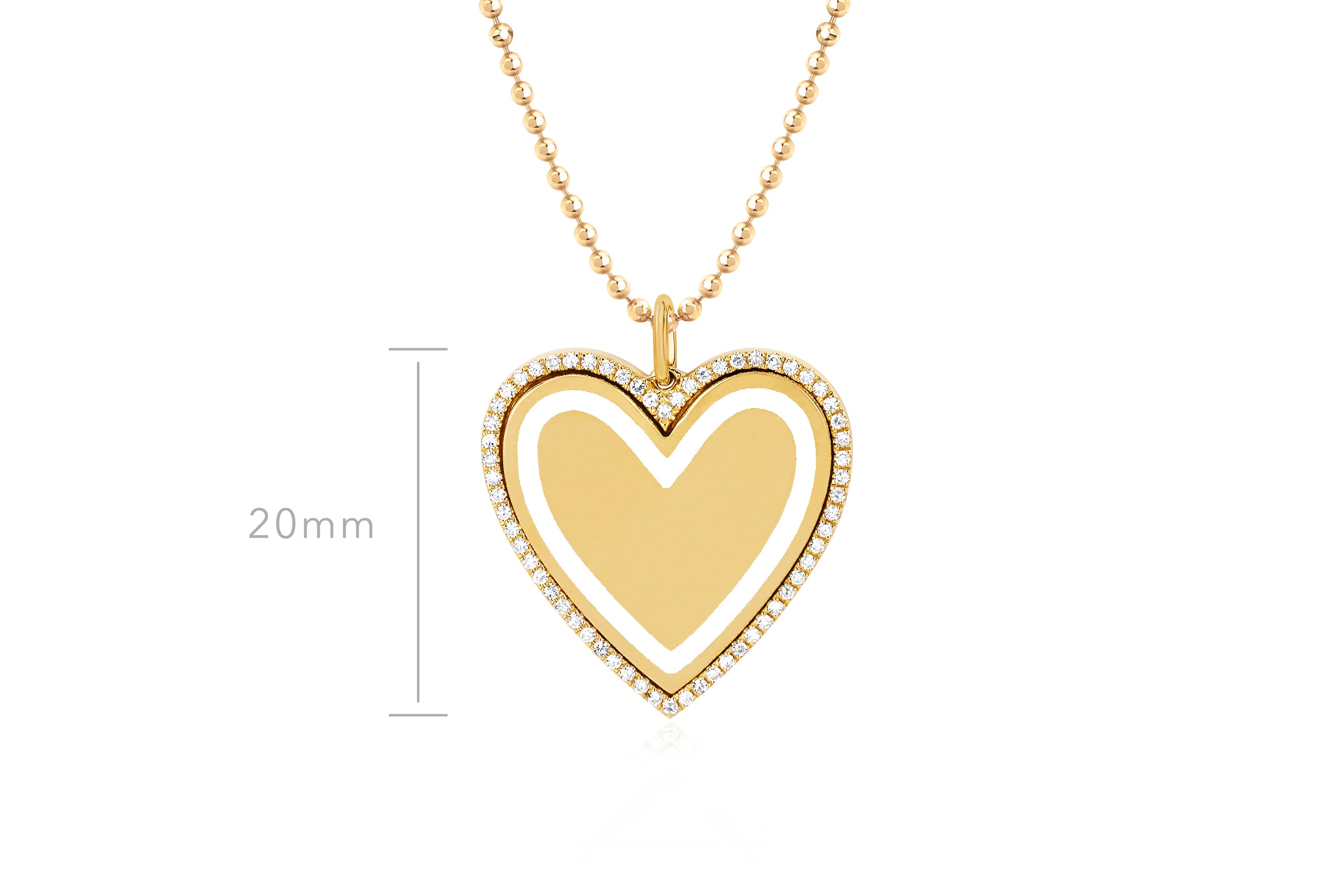 Diamond & White Enamel Heart Necklace