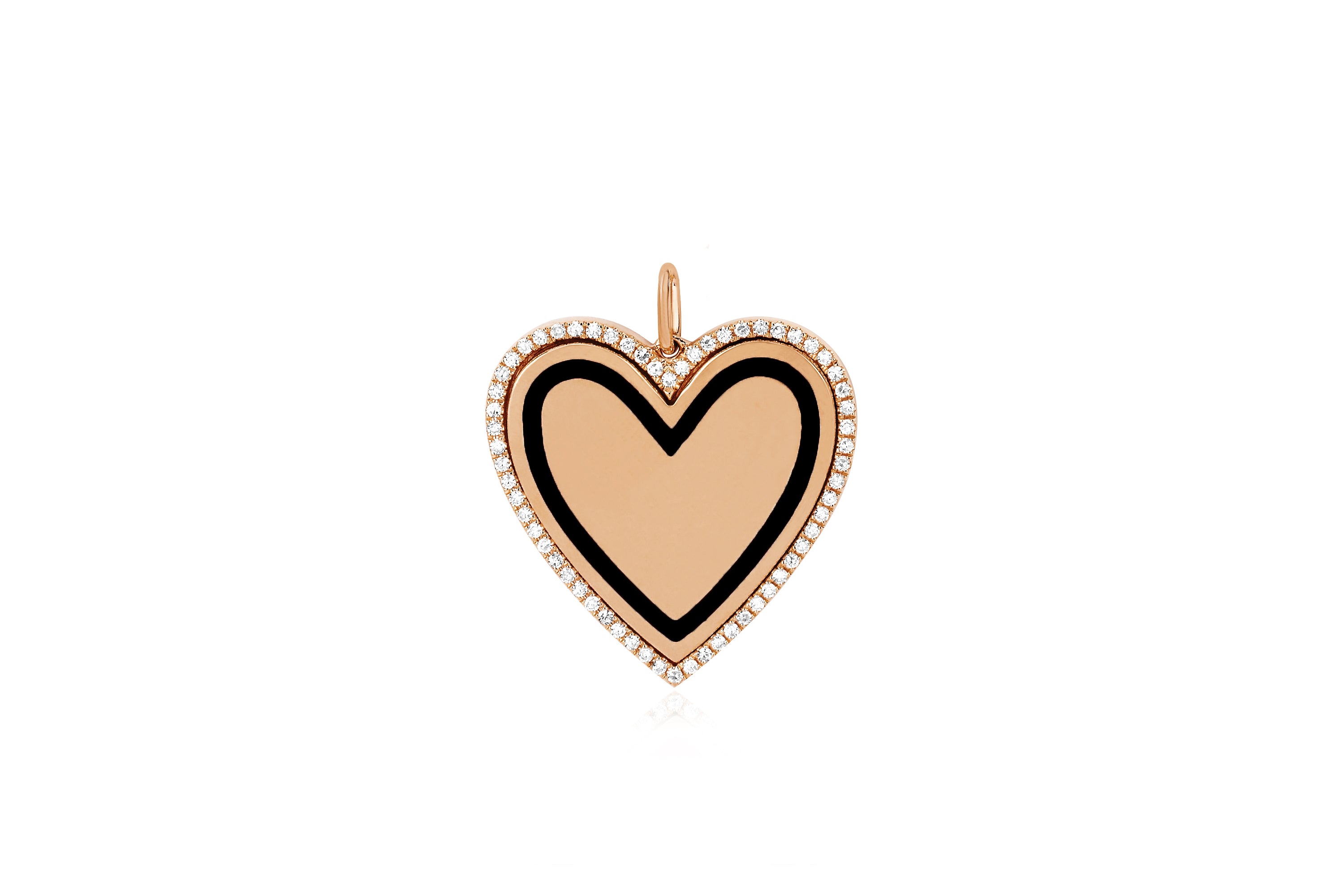 EF Collection Diamond & Enamel Heart Necklace Charm | 14 Karat Gold Fine Jewelry, 14K Yellow Gold / Black