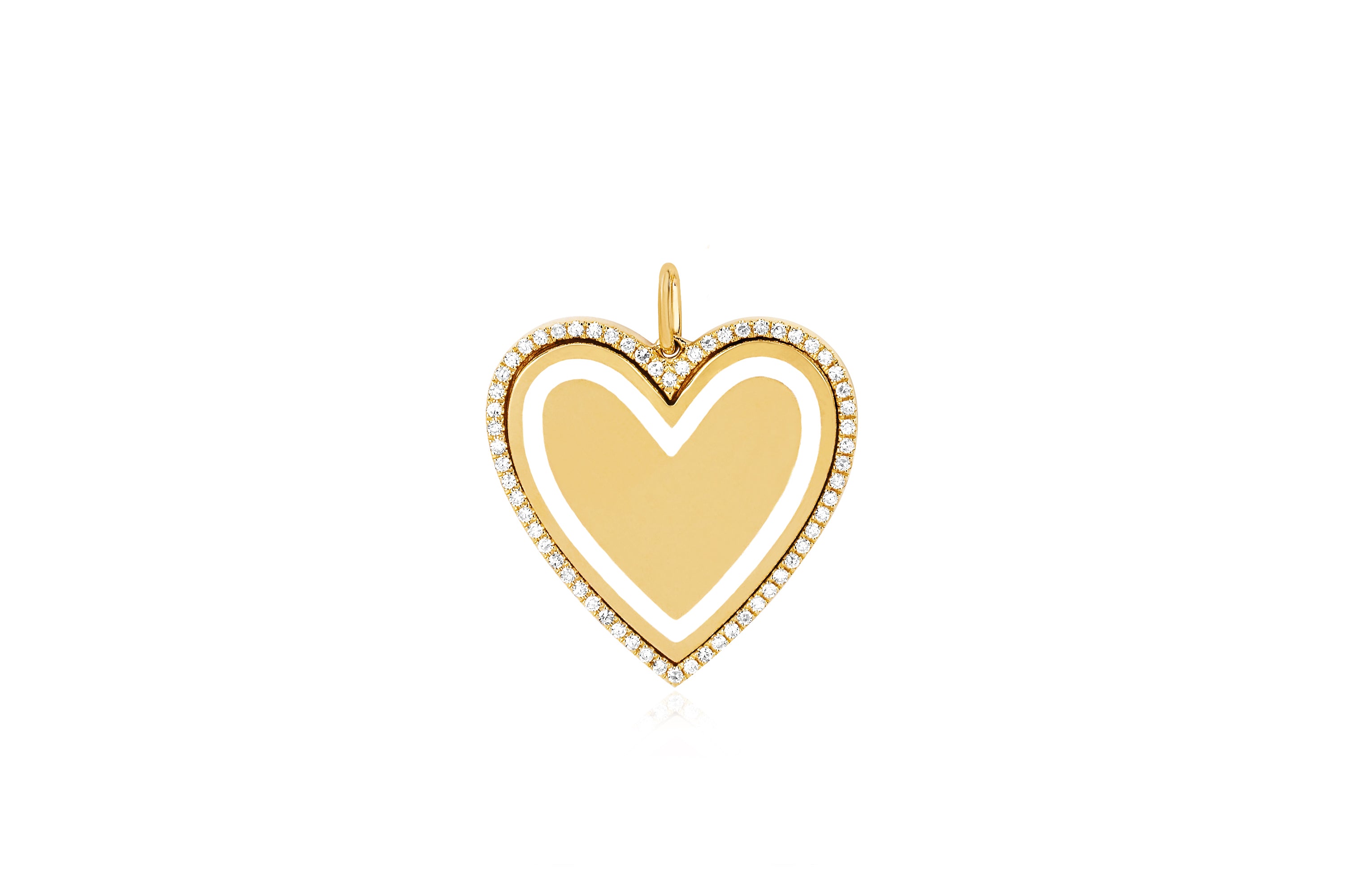 EF Collection Diamond & Enamel Heart Necklace Charm | 14 Karat Gold Fine Jewelry, 14K Yellow Gold / Light Pink