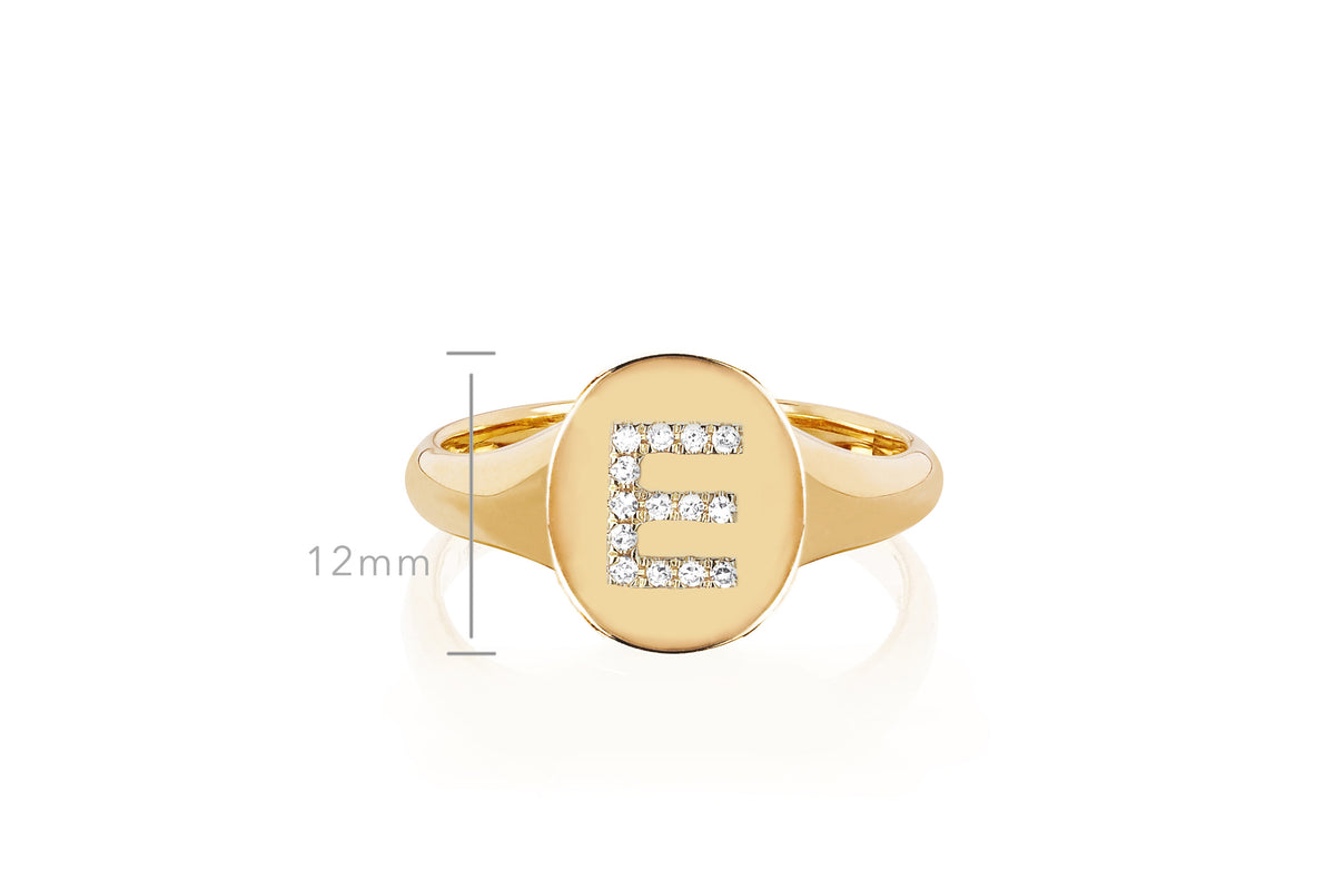 Gold & Diamond Initial Signet Ring