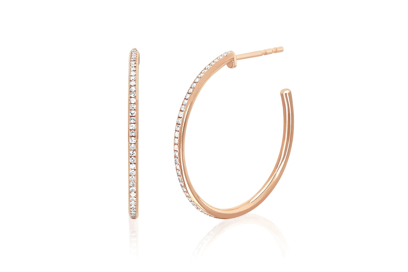 Half Diamond Essential Hoop Earring in 14k rose gold