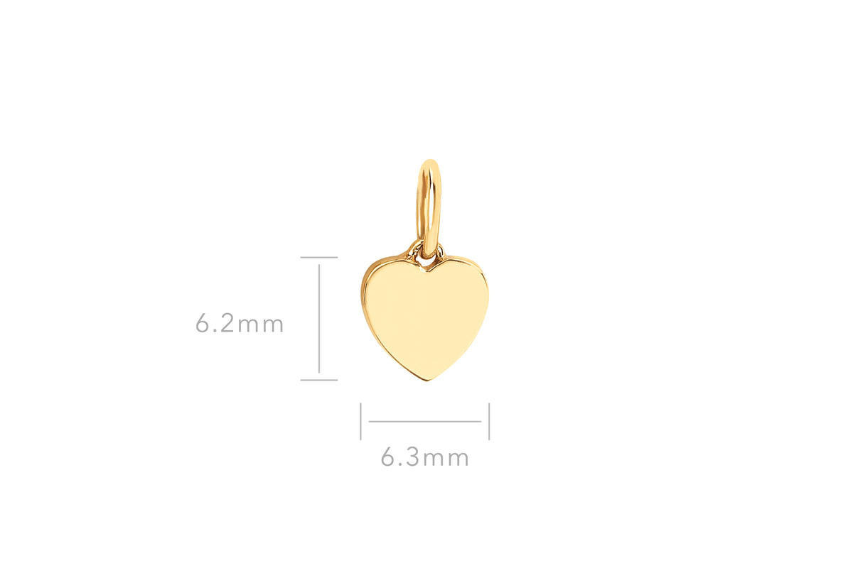 Gold Heart Necklace Charm in 14k yellow gold