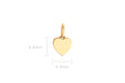 Gold Heart Necklace Charm in 14k yellow gold
