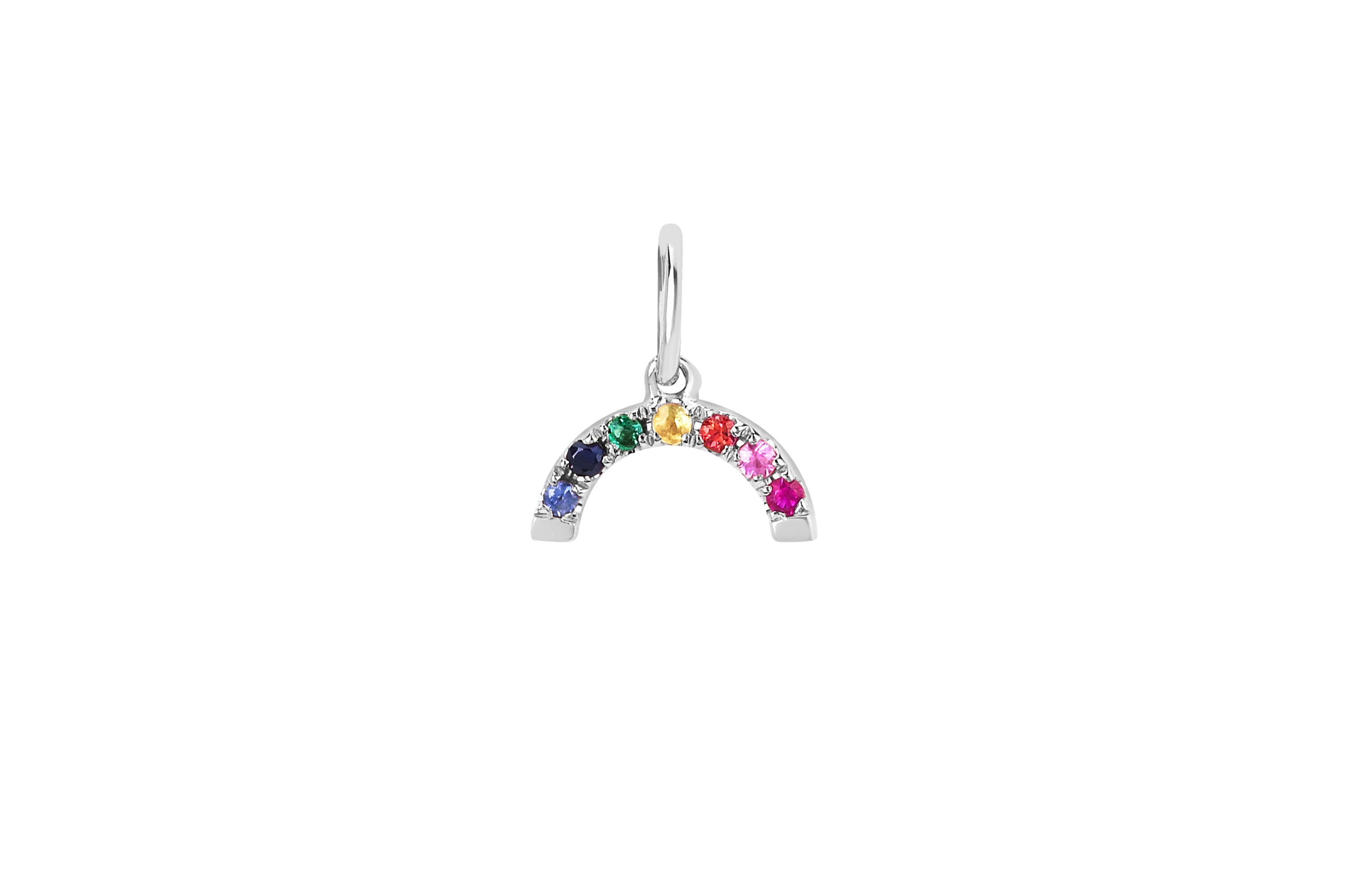 14K White Gold Rainbow Necklace Charm