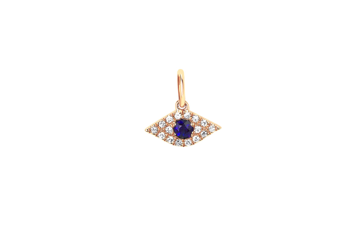 Diamond Evil Eye With Blue Sapphire Charm