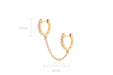 Diamond Double Huggie Chain Earring in 14k Yellow Gold With Measurements