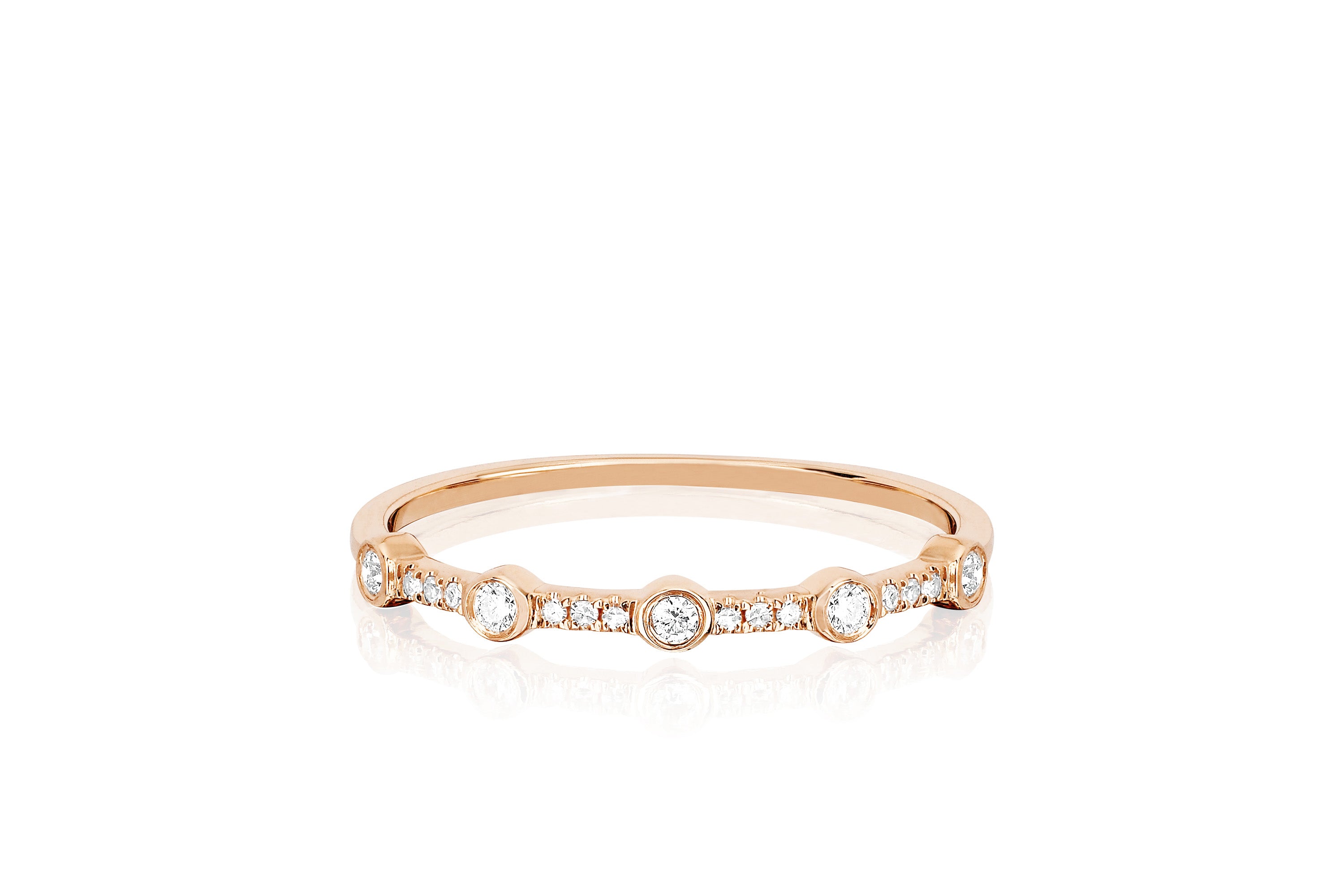 5 Diamond Bezel Stack Ring