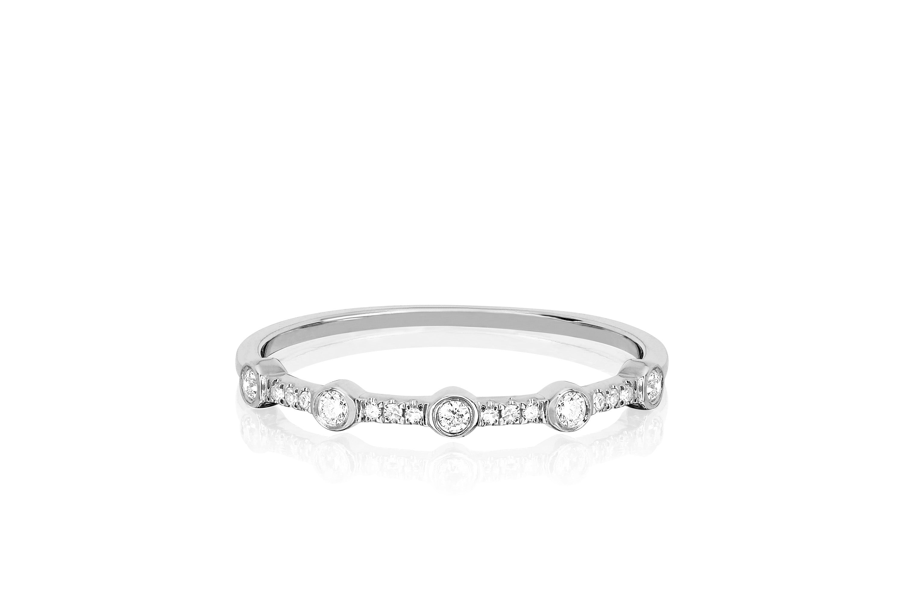5 Diamond Bezel Stack Ring
