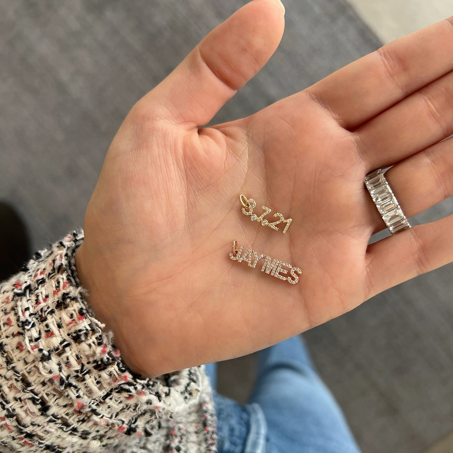 Diamond shop name charm