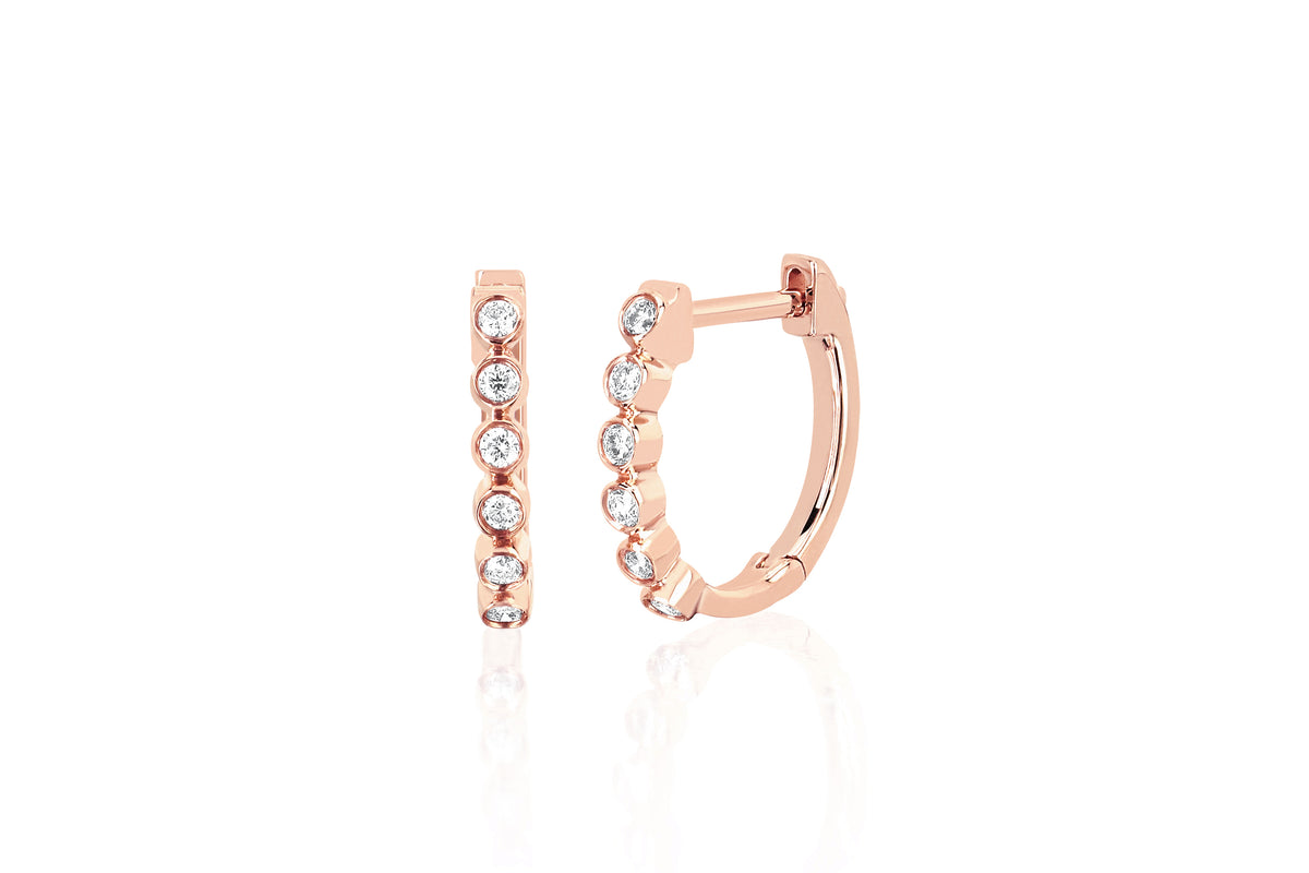 Diamond Bezel Huggie Earring in 14k rose gold