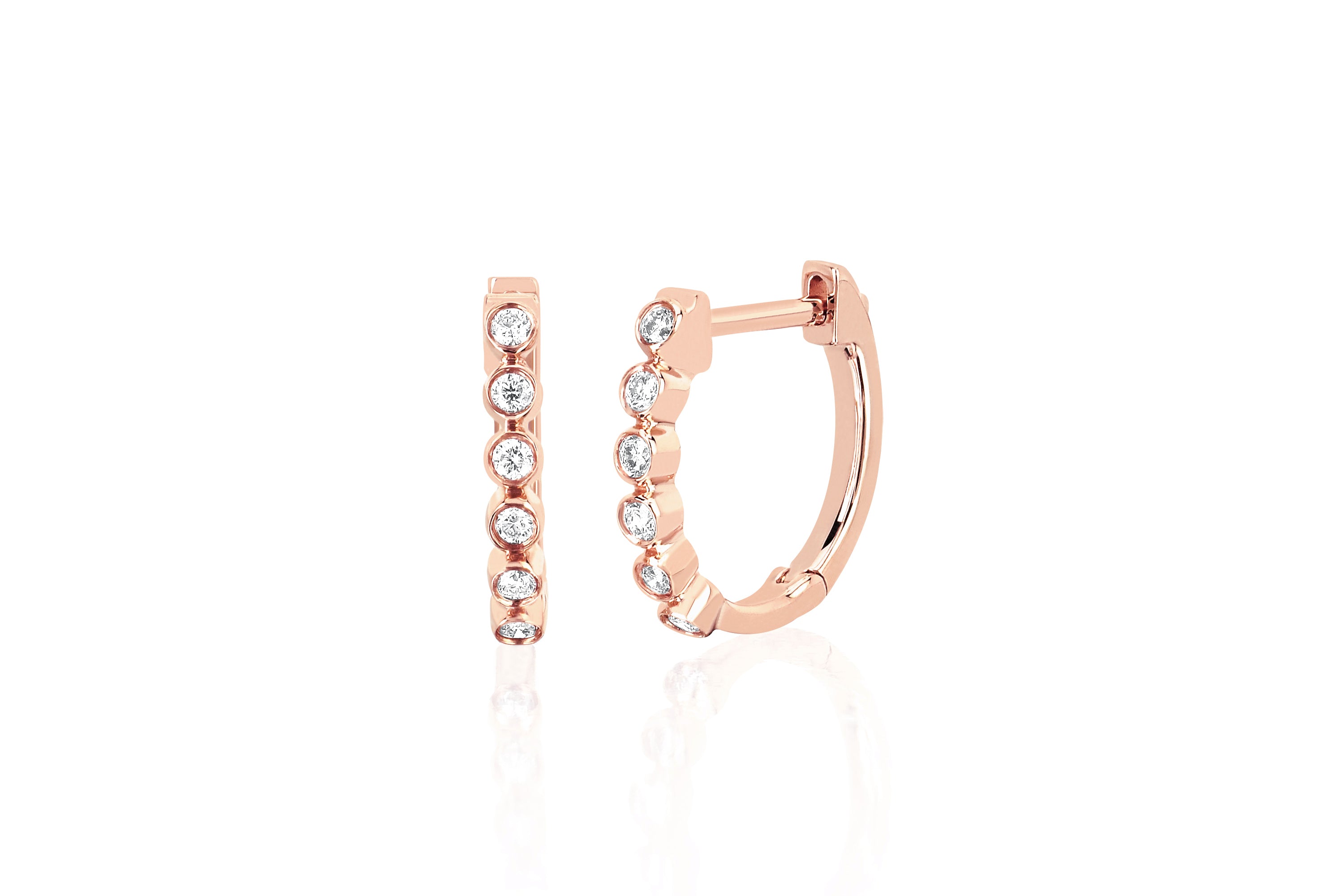 Diamond Bezel Huggie Earring in 14k rose gold