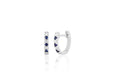 Mini Diamond & Blue Sapphire Dot Huggie Earring in 14k white gold