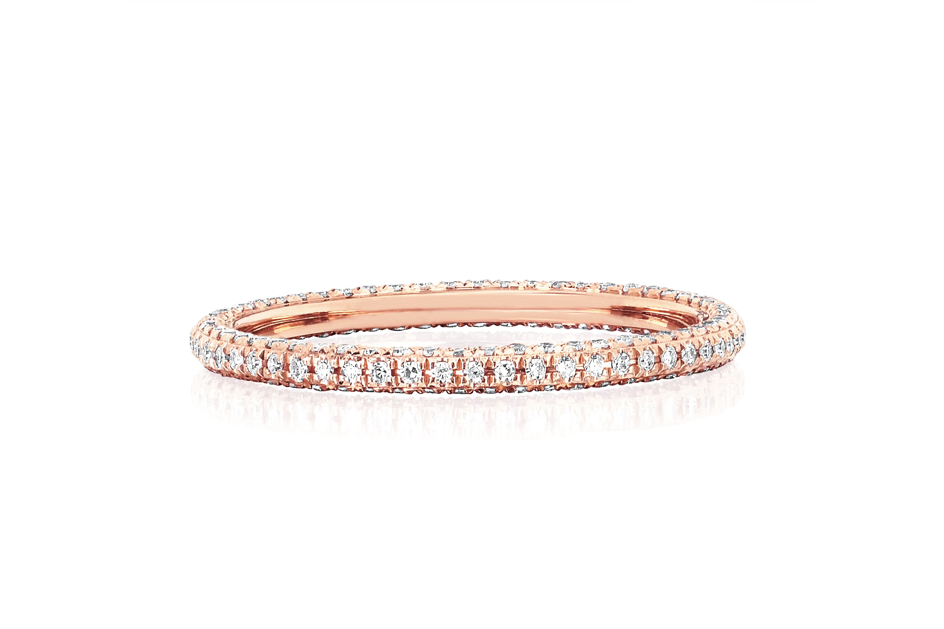 3 Sided Diamond Eternity Band Ring in 14k rose gold
